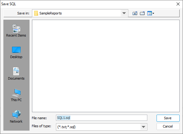 Export SQL dialog box