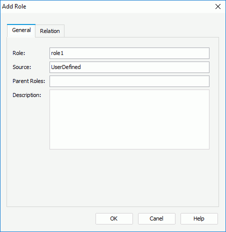 Add Role dialog box - General