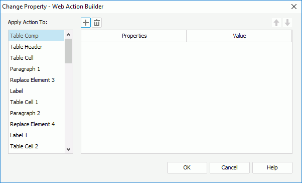 Change Property - Web Action Builder dialog box