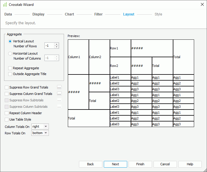 Crosstab Wizard - Layout