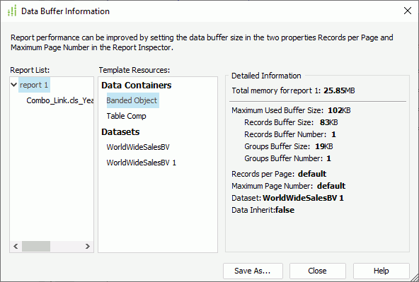 Data Buffer Information dialog box