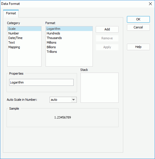 Data Format dialog box