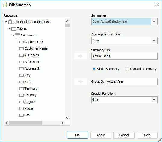 Edit Summary dialog box