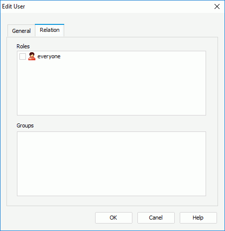 Edit User dialog box - Relation