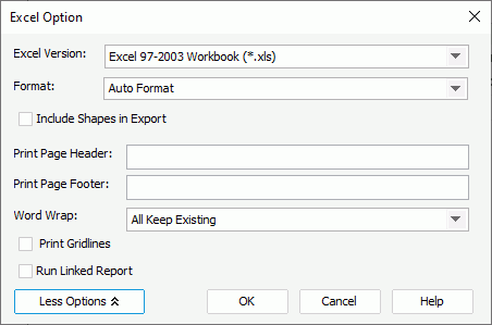 Excel Option dialog box