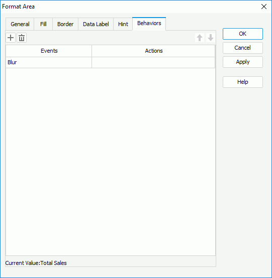 Format Area dialog box - Behaviors tab