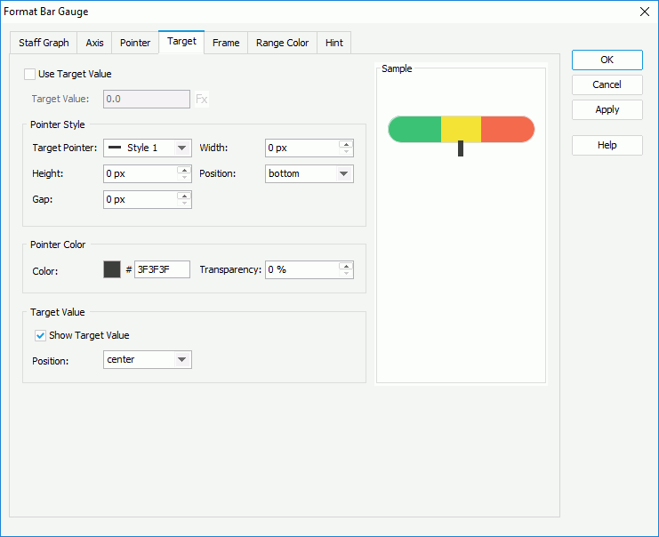 Format Bar Gauge dialog box - Target