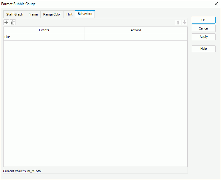 Format Bubble Gauge dialog box - Behaviors