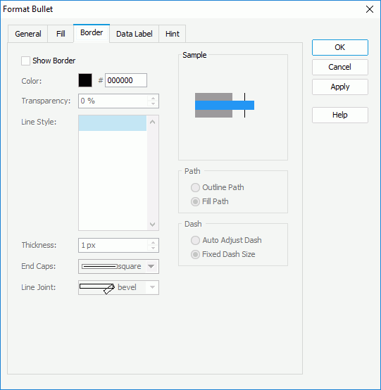 Format Bullet dialog box - Border