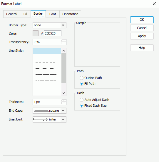 Format Label dialog box - Border