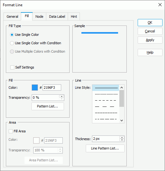 Format Line dialog box - Fill 2-D