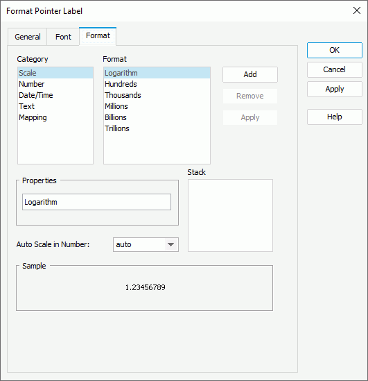 Format Pointer Label dialog box - Behaviors