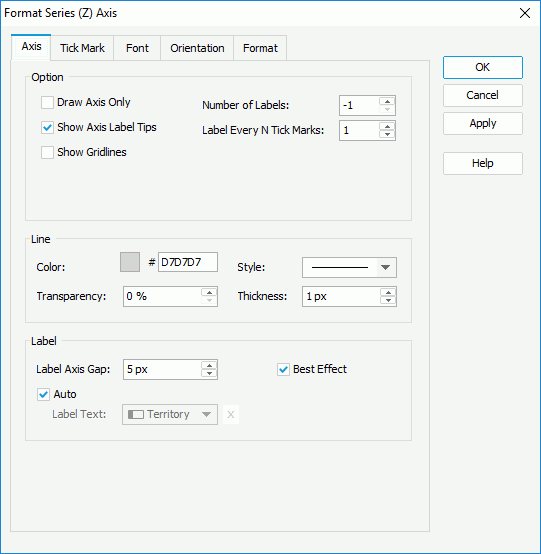 Format Series (Z) Axis dialog box - Axis