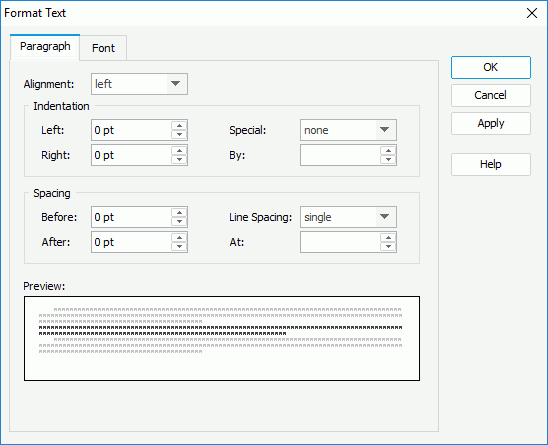 Format Text dialog box - Paragraph