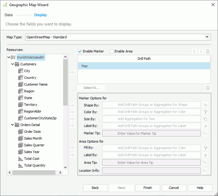 Geographic Map Wizard - Display