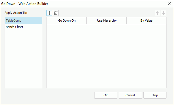 Go Down - Web Action Builder dialog box