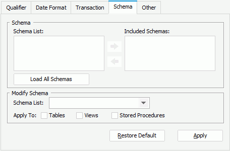 JDBC Connection Options - Schema