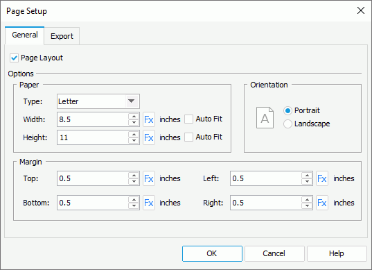 Page Setp dialog box