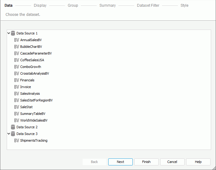 Specify Dataset for Data Component in Library Component