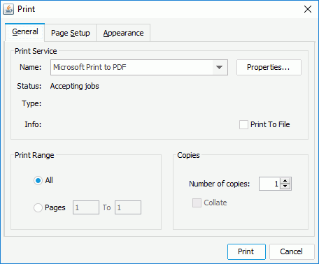 Print dialog box