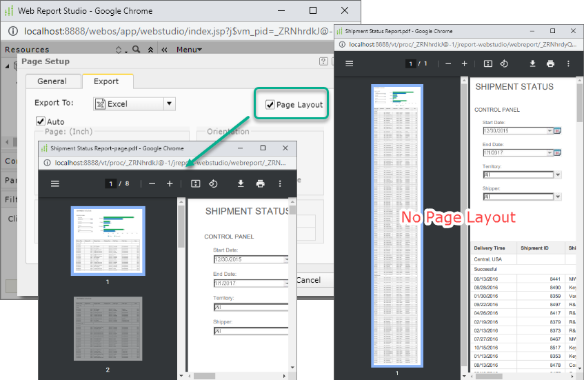 Customize Report Page Layout