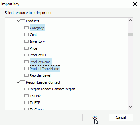 Import Key dialog box