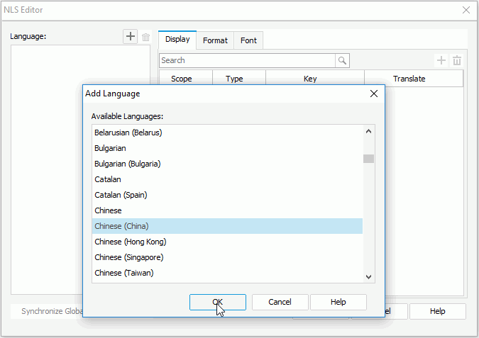 Add Language to NLS Editor