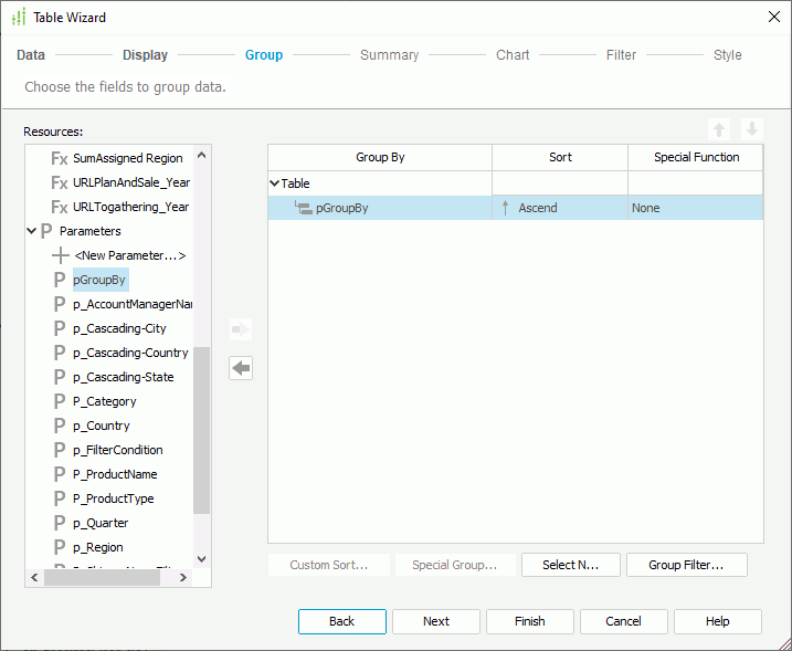 Specify Parameter as Group-by Field