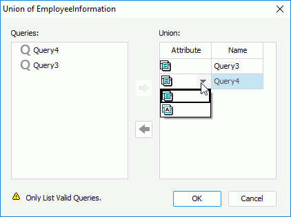 Union dialog box