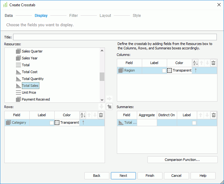 Create Crosstab