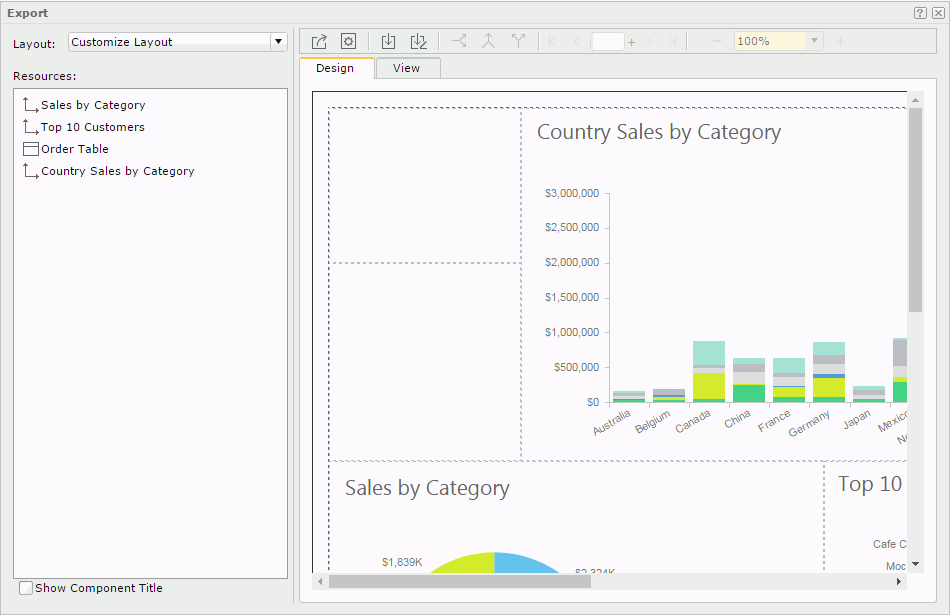 Export dialog - Customize Layout