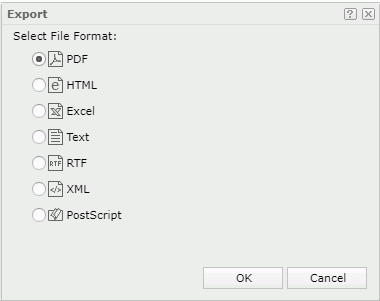 Export dialog