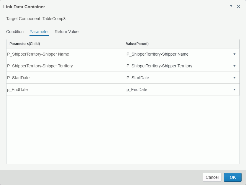 Link Data Container - Parameter