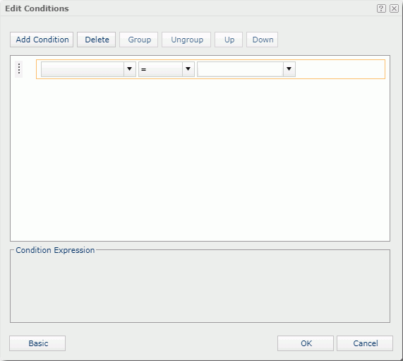 Edit Conditions dialog box - Advanced mode