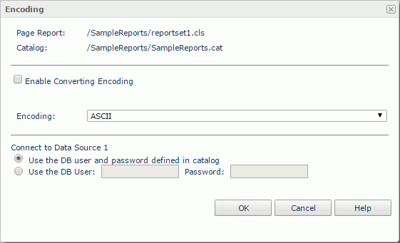 Encoding dialog box