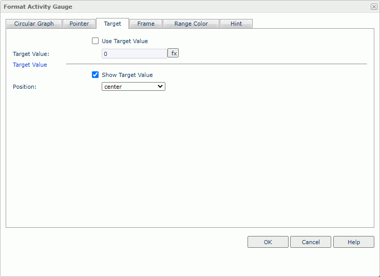 Format Activity Gauge dialog box - Target