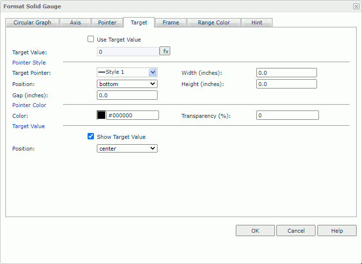 Format Solid Gauge dialog box - Target