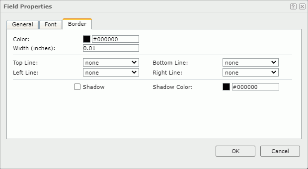 Field Properties dialog box - Border tab