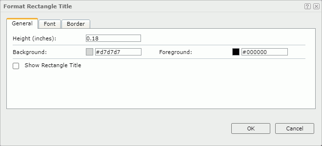 Format Rectangle Title dialog - General tab