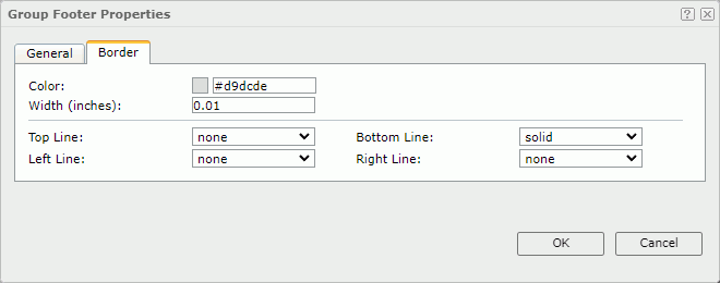 Group Footer Properties dialog box - Border tab