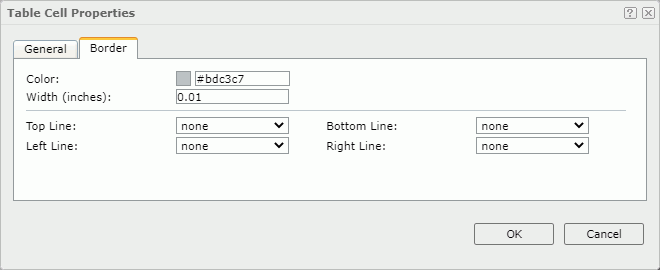 Table Cell Properties dialog box - Border tab