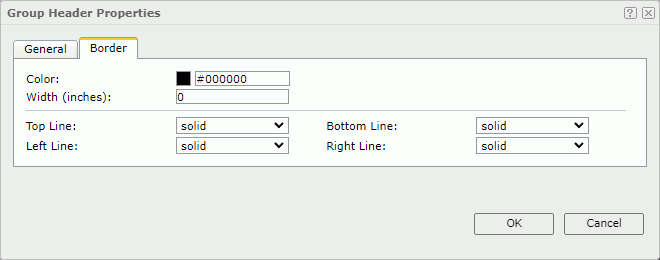 Table Header Properties dialog box - Border tab